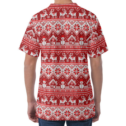 Merry Christmas Knitted Pattern Print Men's Velvet T-Shirt