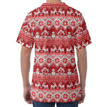 Merry Christmas Knitted Pattern Print Men's Velvet T-Shirt