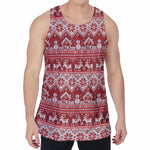 Merry Christmas Knitted Pattern Print Men's Velvet Tank Top