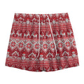 Merry Christmas Knitted Pattern Print Mesh Shorts