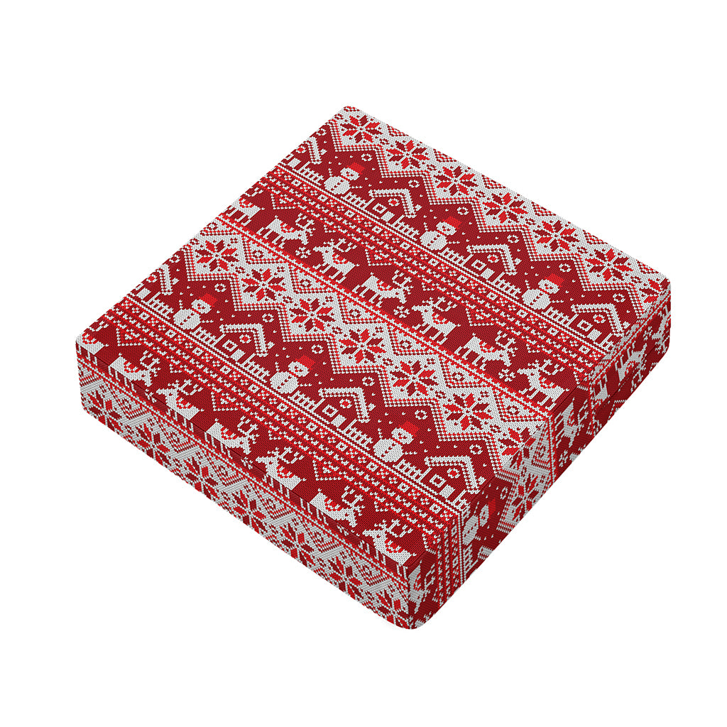 Merry Christmas Knitted Pattern Print Outdoor Seat Cushion Cover