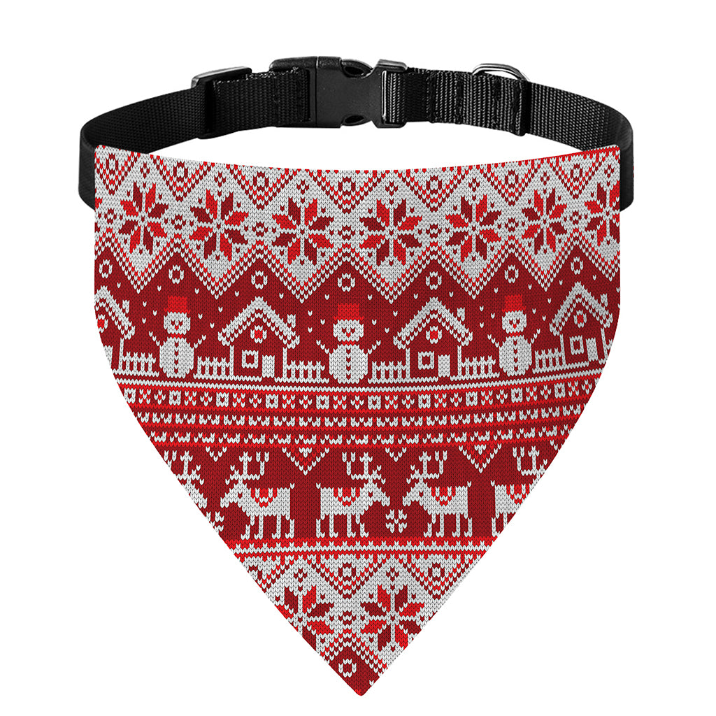 Merry Christmas Knitted Pattern Print Over The Collar Dog Bandana