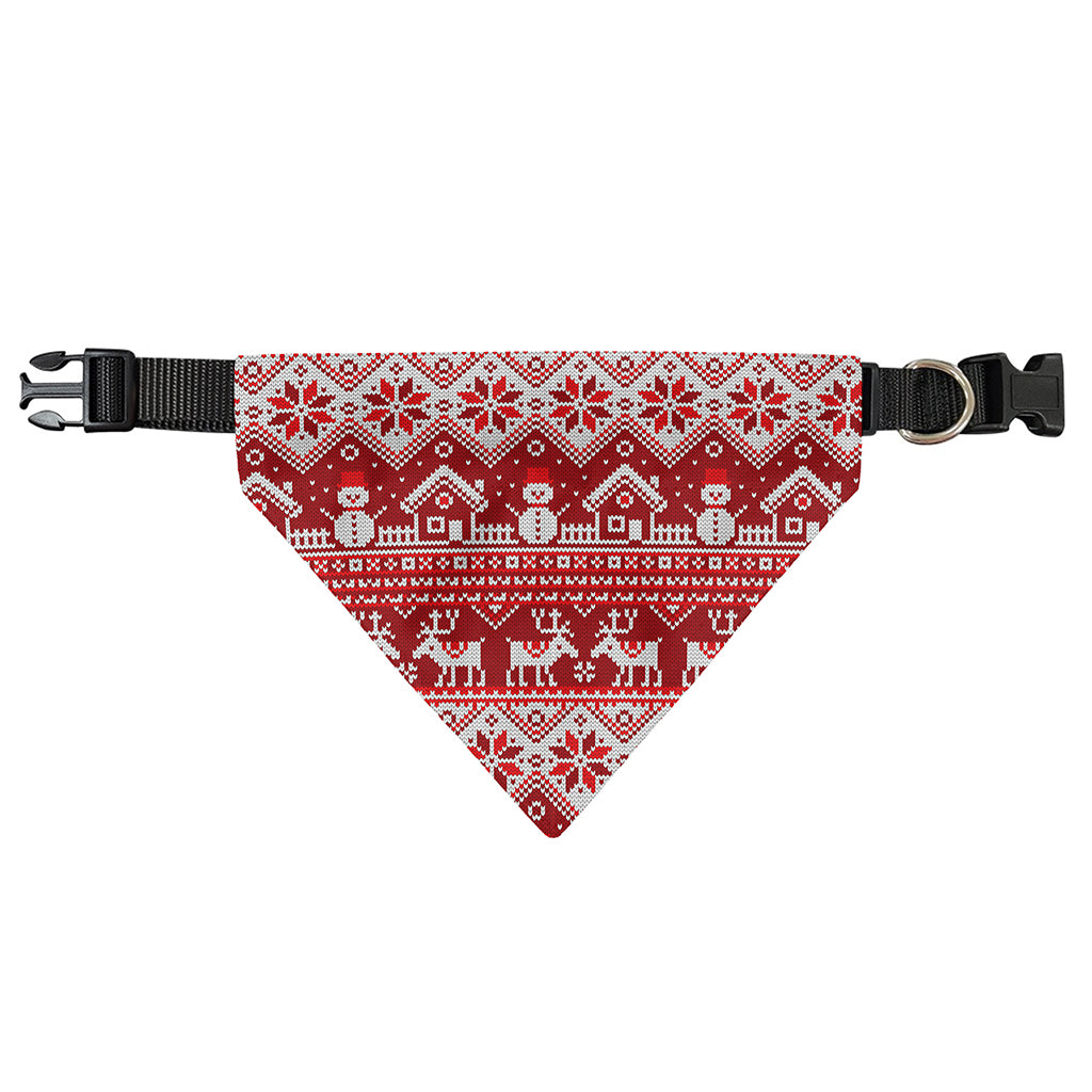 Merry Christmas Knitted Pattern Print Over The Collar Dog Bandana