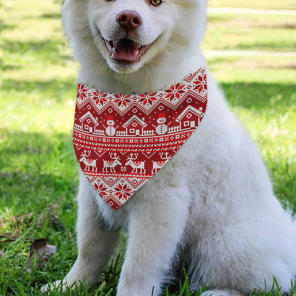 Merry Christmas Knitted Pattern Print Over The Collar Dog Bandana