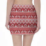 Merry Christmas Knitted Pattern Print Pencil Mini Skirt