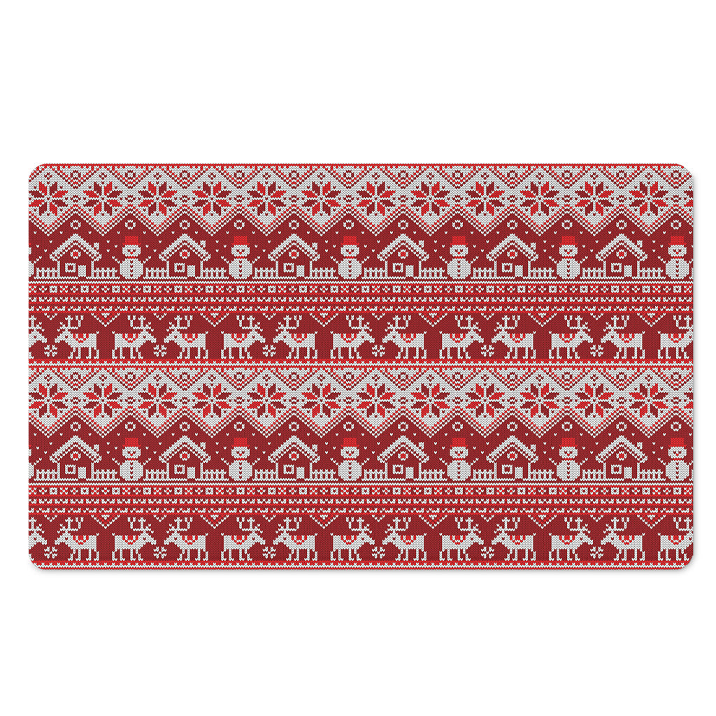 Merry Christmas Knitted Pattern Print Polyester Doormat