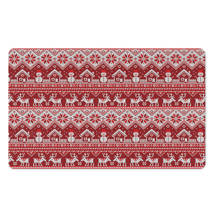 Merry Christmas Knitted Pattern Print Polyester Doormat