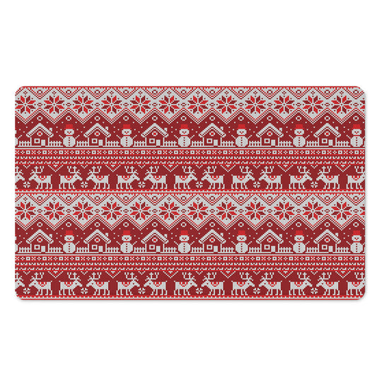 Merry Christmas Knitted Pattern Print Polyester Doormat
