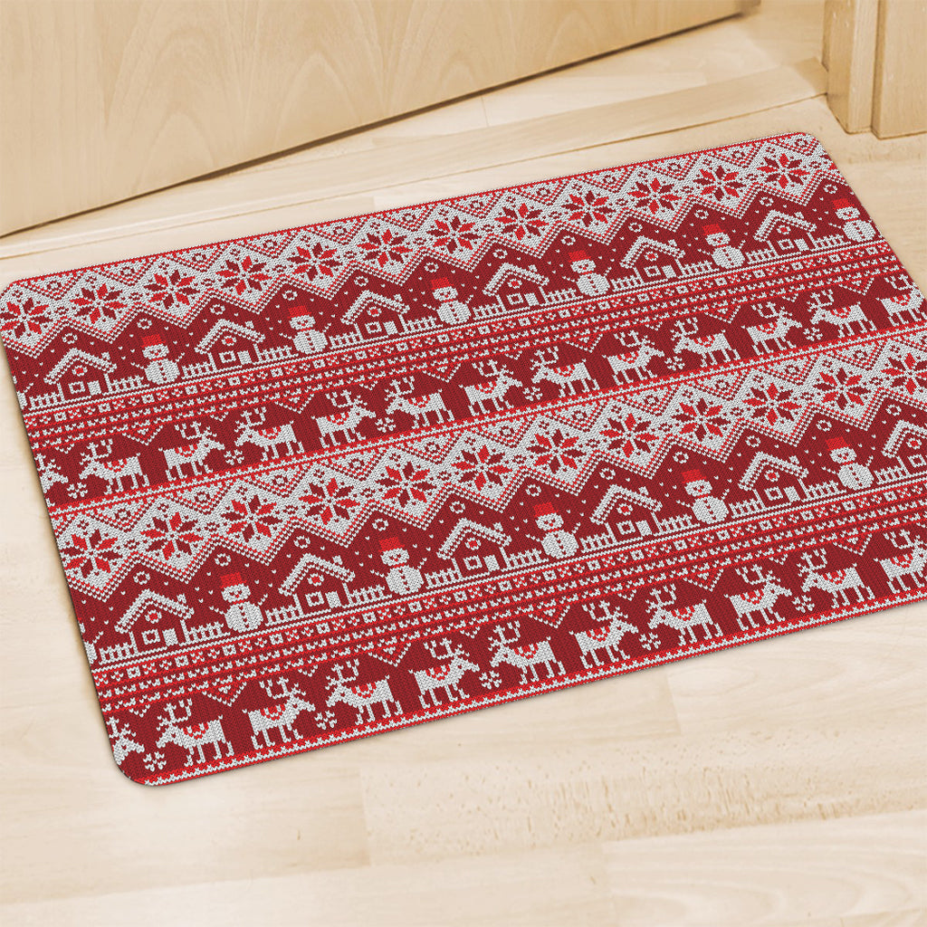 Merry Christmas Knitted Pattern Print Polyester Doormat