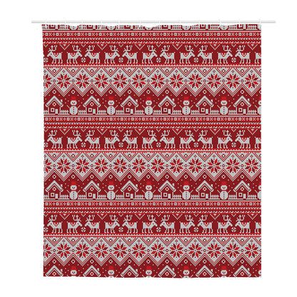 Merry Christmas Knitted Pattern Print Polyester Shower Curtain