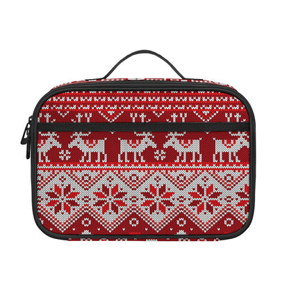 Merry Christmas Knitted Pattern Print Portable Lunch Bag