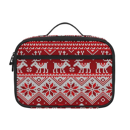 Merry Christmas Knitted Pattern Print Portable Lunch Bag