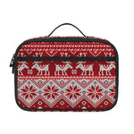 Merry Christmas Knitted Pattern Print Portable Lunch Bag