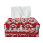Merry Christmas Knitted Pattern Print Rectangle Tissue Box Cover