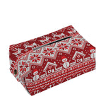 Merry Christmas Knitted Pattern Print Rectangle Tissue Box Cover