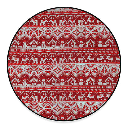 Merry Christmas Knitted Pattern Print Round Floor Mat
