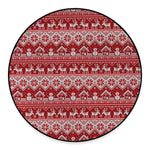 Merry Christmas Knitted Pattern Print Round Floor Mat