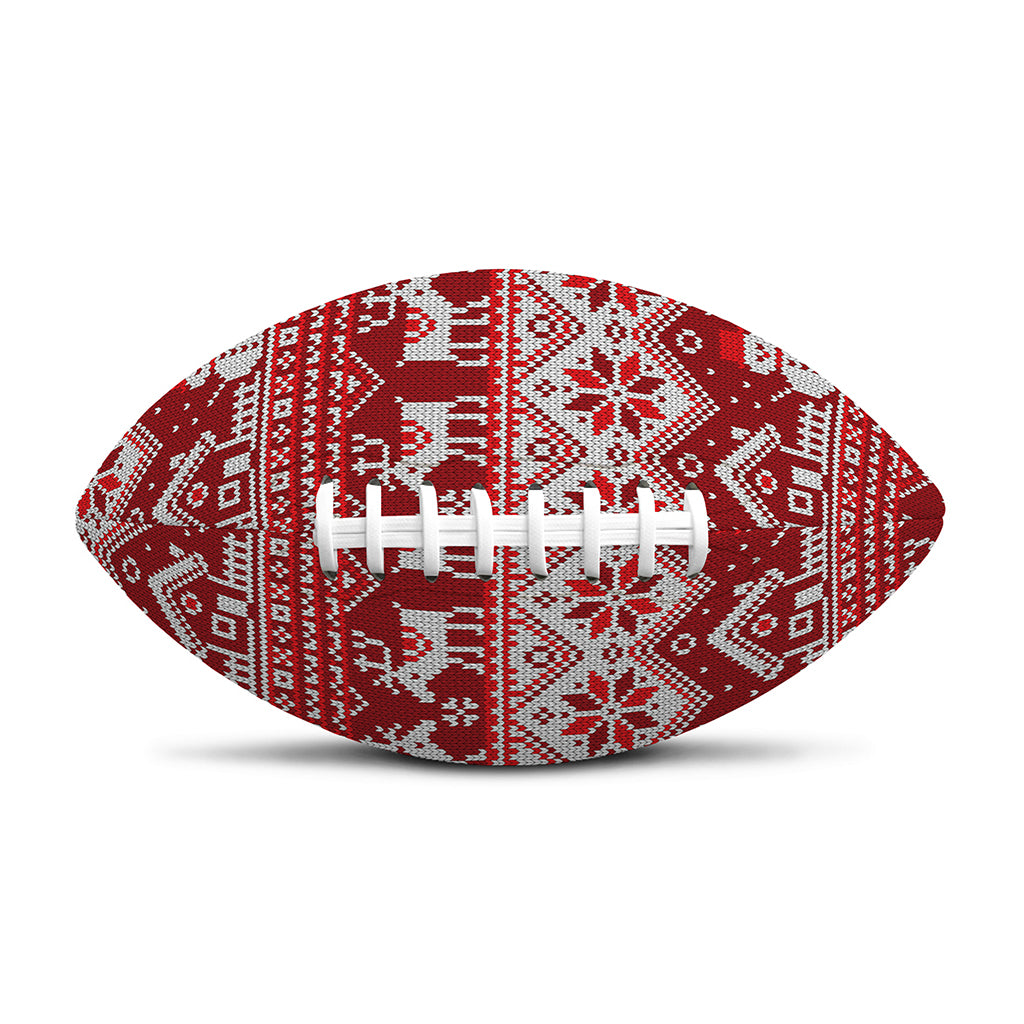 Merry Christmas Knitted Pattern Print Rugby Ball