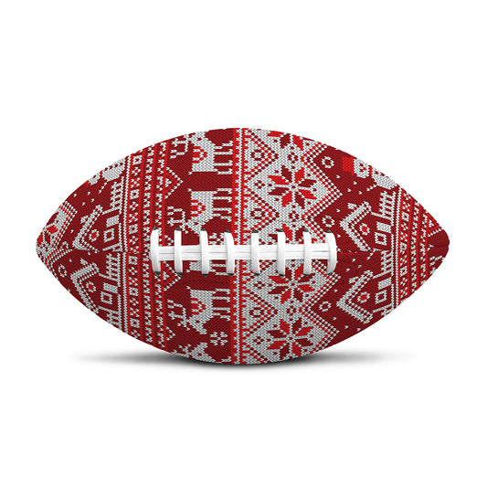 Merry Christmas Knitted Pattern Print Rugby Ball