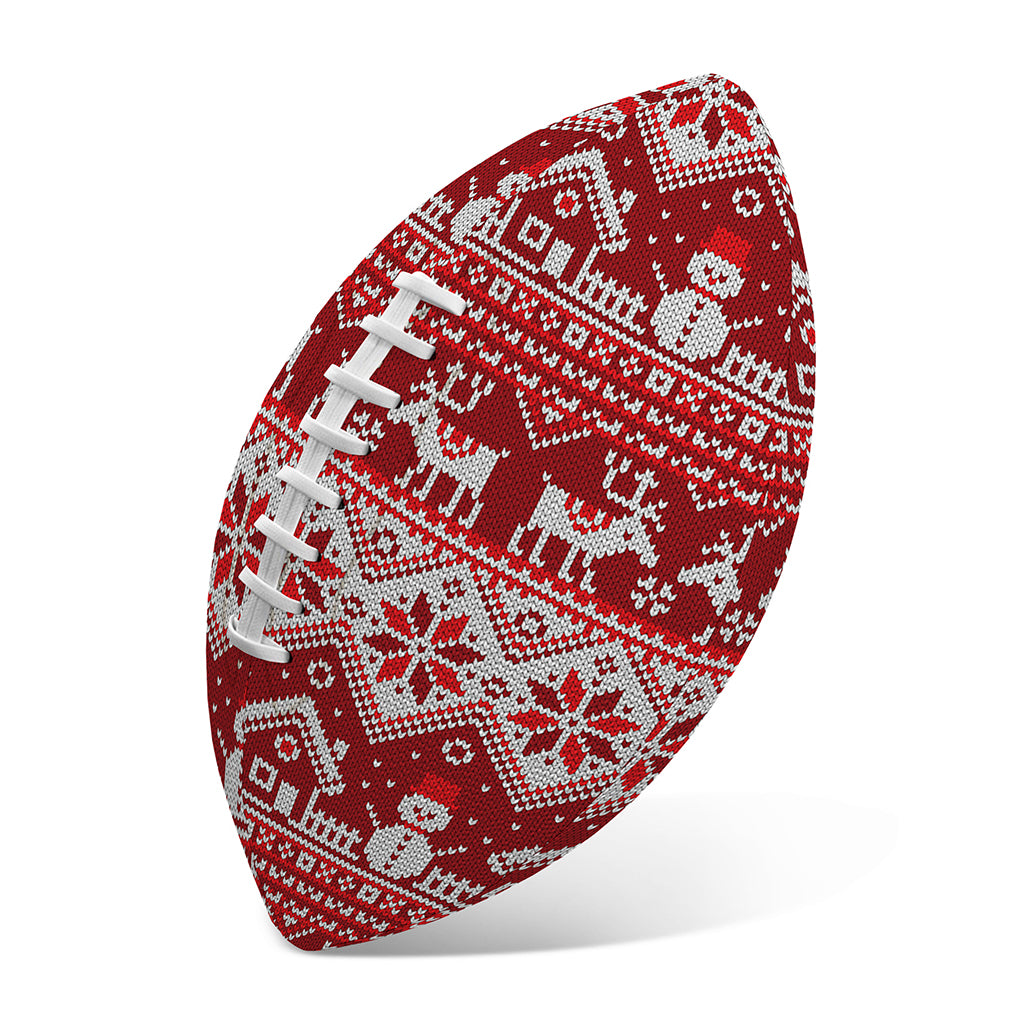 Merry Christmas Knitted Pattern Print Rugby Ball