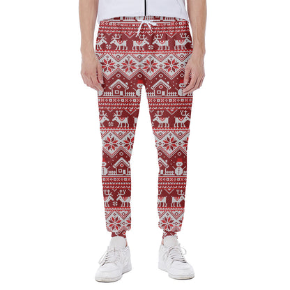 Merry Christmas Knitted Pattern Print Scuba Joggers