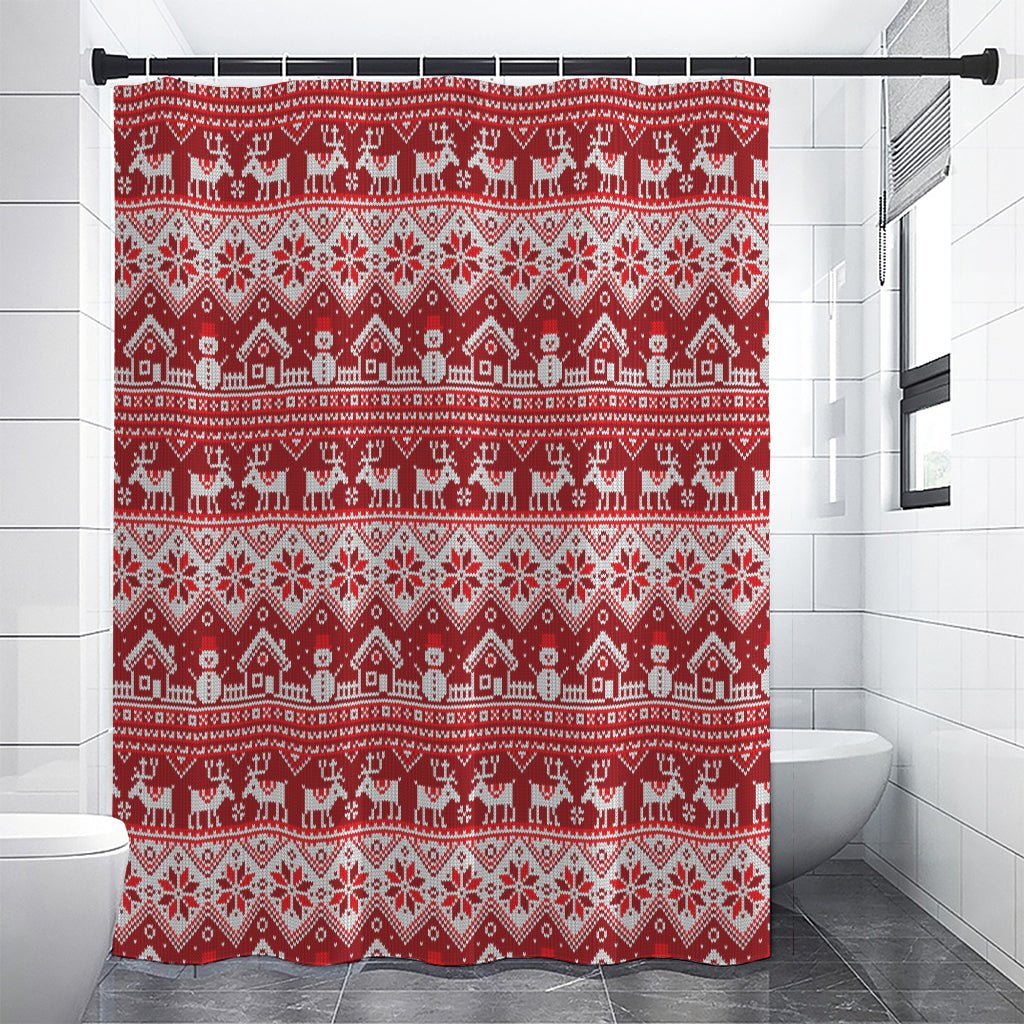 Merry Christmas Knitted Pattern Print Shower Curtain