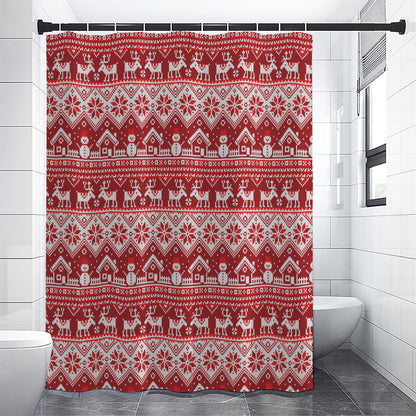 Merry Christmas Knitted Pattern Print Shower Curtain