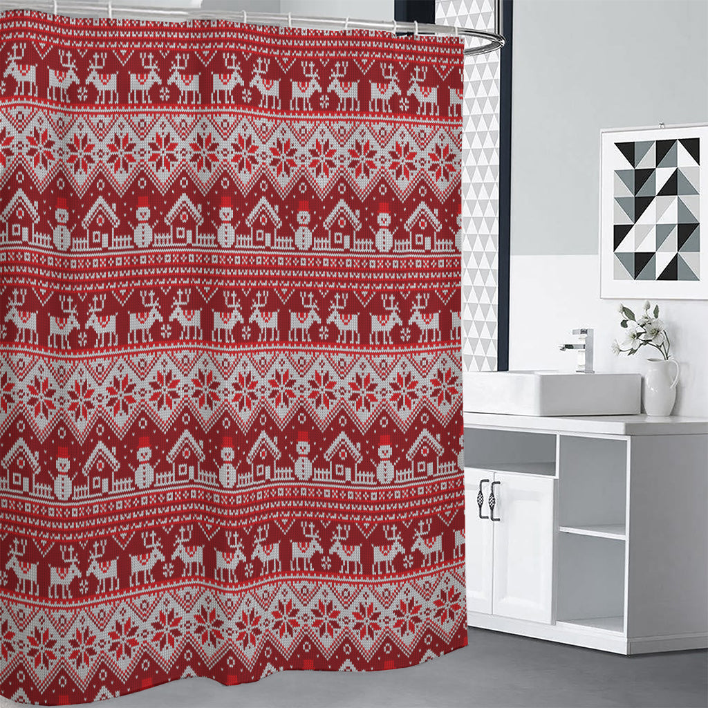 Merry Christmas Knitted Pattern Print Shower Curtain