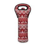 Merry Christmas Knitted Pattern Print Single Neoprene Wine Tote