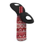 Merry Christmas Knitted Pattern Print Single Neoprene Wine Tote