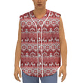 Merry Christmas Knitted Pattern Print Sleeveless Baseball Jersey