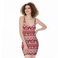 Merry Christmas Knitted Pattern Print Sleeveless Bodycon Dress