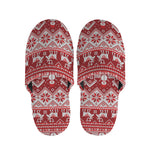 Merry Christmas Knitted Pattern Print Slippers