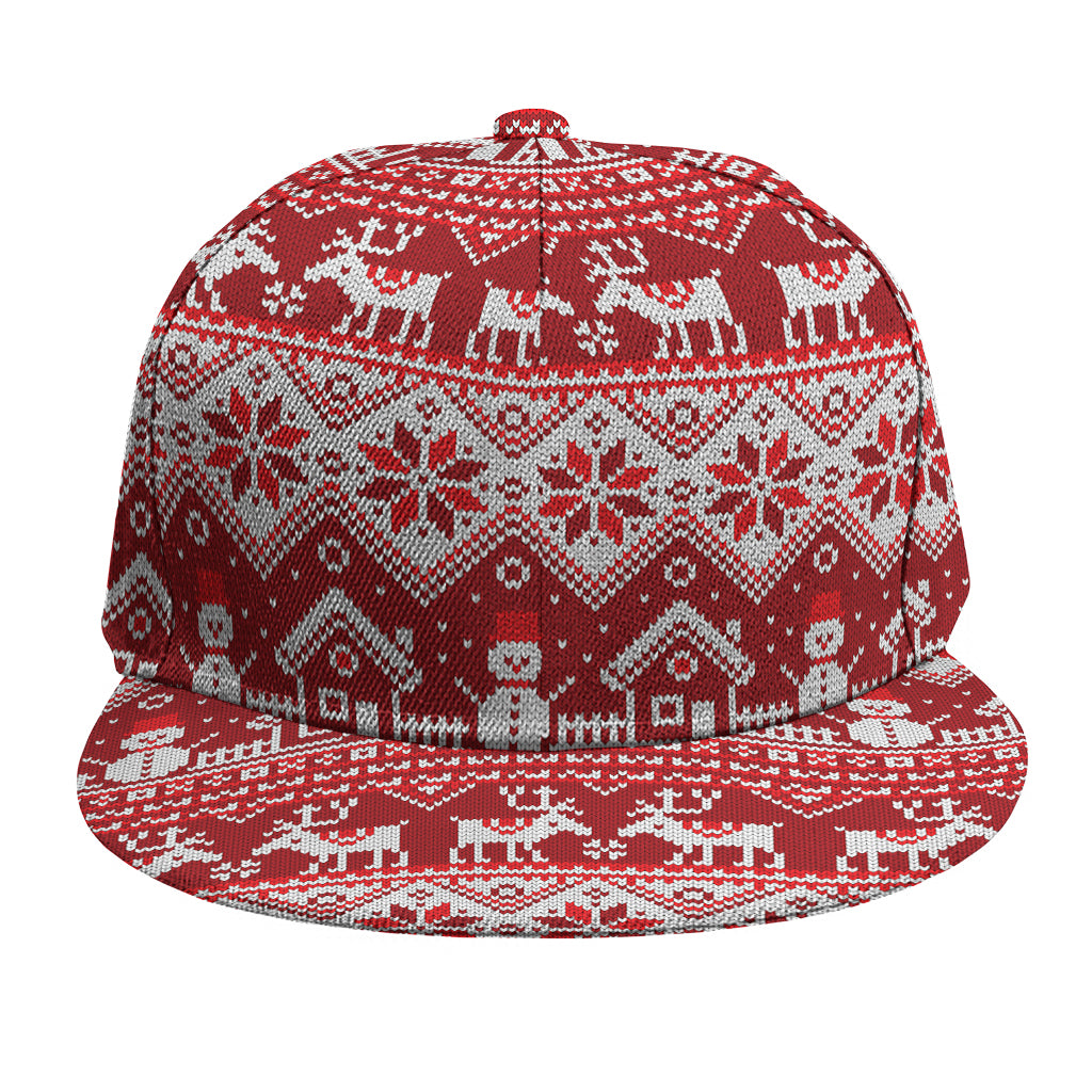Merry Christmas Knitted Pattern Print Snapback Cap