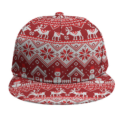 Merry Christmas Knitted Pattern Print Snapback Cap
