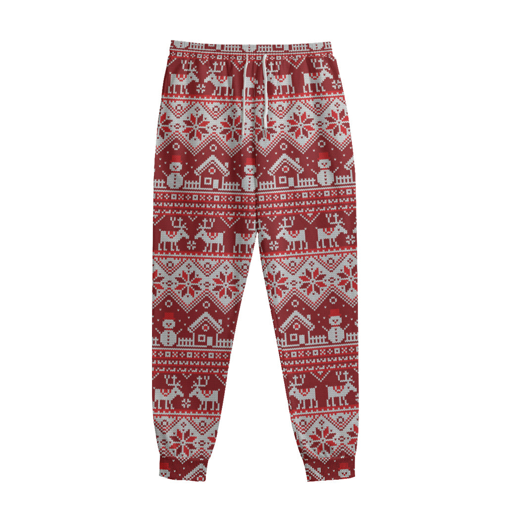 Merry Christmas Knitted Pattern Print Sweatpants