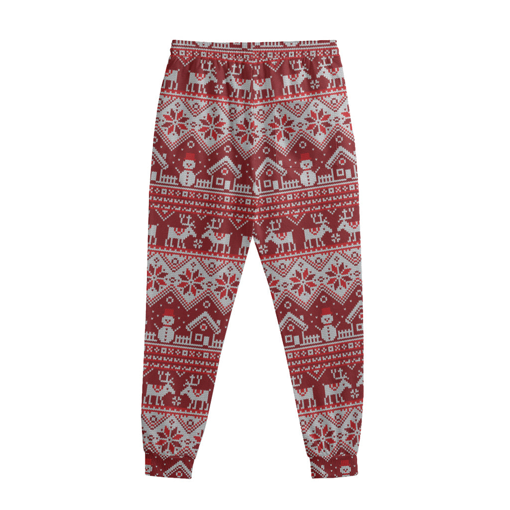Merry Christmas Knitted Pattern Print Sweatpants