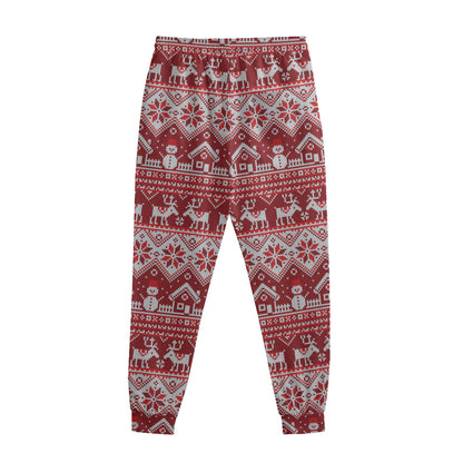 Merry Christmas Knitted Pattern Print Sweatpants