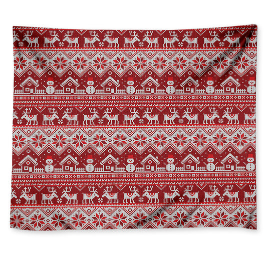 Merry Christmas Knitted Pattern Print Tapestry