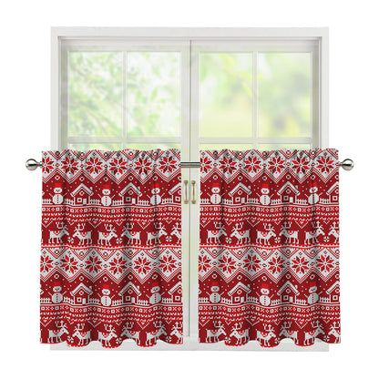 Merry Christmas Knitted Pattern Print Tier Curtains