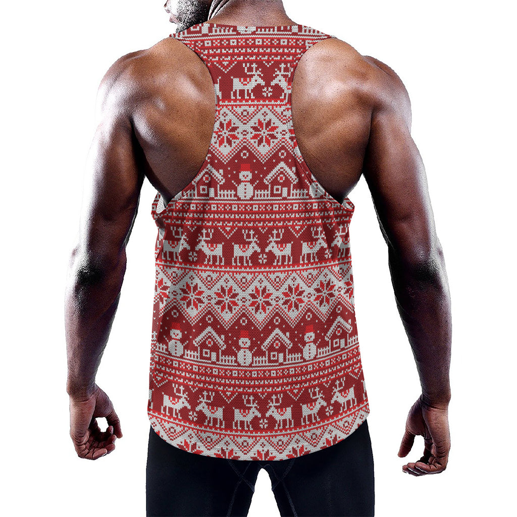 Merry Christmas Knitted Pattern Print Training Tank Top