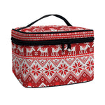 Merry Christmas Knitted Pattern Print Travel Makeup Bag