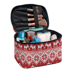 Merry Christmas Knitted Pattern Print Travel Makeup Bag