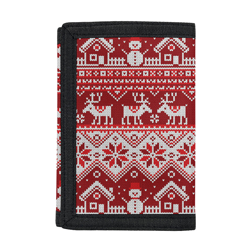 Merry Christmas Knitted Pattern Print Trifold Wallet