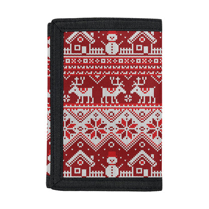 Merry Christmas Knitted Pattern Print Trifold Wallet