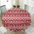 Merry Christmas Knitted Pattern Print Waterproof Round Tablecloth