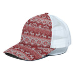 Merry Christmas Knitted Pattern Print White Mesh Trucker Cap