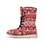 Merry Christmas Knitted Pattern Print Winter Boots