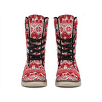 Merry Christmas Knitted Pattern Print Winter Boots