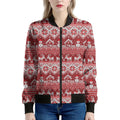 Merry Christmas Knitted Pattern Print Women's Bomber Jacket